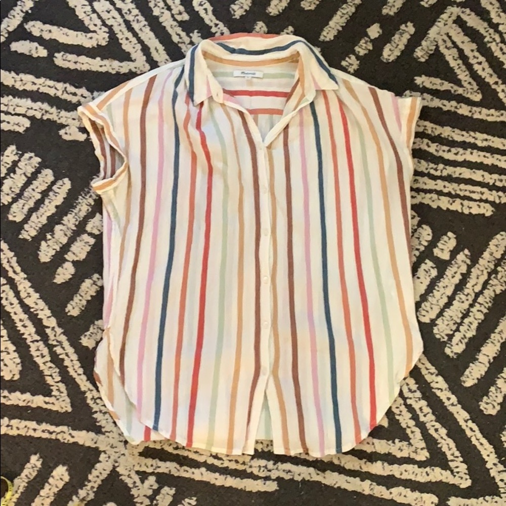 Madewell Central Tunic in Rainbow Stripe